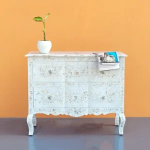 Essenthome Handmade Bone Inlay Dresser ? Luxury 2 Drawer Dresser with Floral Design