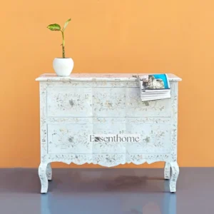 Essenthome Handmade Bone Inlay Dresser ? Luxury 2 Drawer Dresser with Floral Design