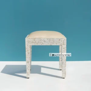 Essenthome Handmade Bone Inlay Nightstand ? Luxury 2 Drawer Bedside Table with Floral Design