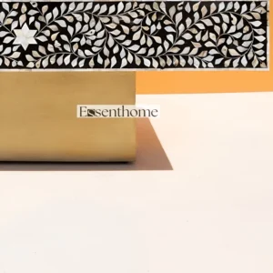 Floral Black Square Coffee Table ? Modern Handcrafted Accent Table for Living Room, Lounge, and Family Room