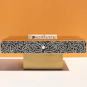 Floral Black Square Coffee Table ? Modern Handcrafted Accent Table for Living Room, Lounge, and Family Room