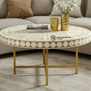 Designer Bone Inlay Coffee Table – Luxury Handmade Living Room Accent Table