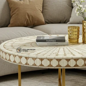 Designer Bone Inlay Coffee Table – Luxury Handmade Living Room Accent Table