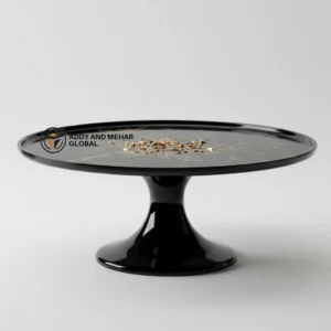 Luxury Black Resin Cake Stand with Gold Leaf Finish
