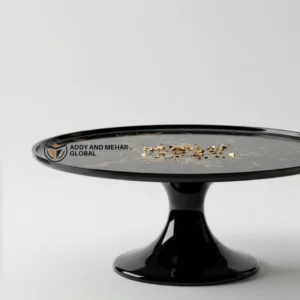 Luxury Black Resin Cake Stand with Gold Leaf Finish