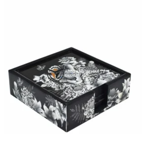 Black Bone Inlay Coasters Set – Elegant Handcrafted Luxury Drink Coasters