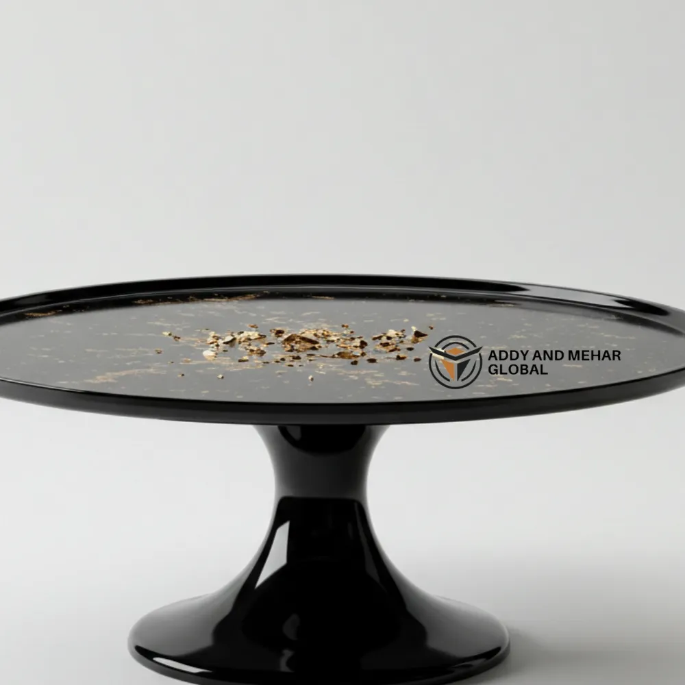 Luxury Black Resin Cake Stand with Gold Leaf Finish - Image 5