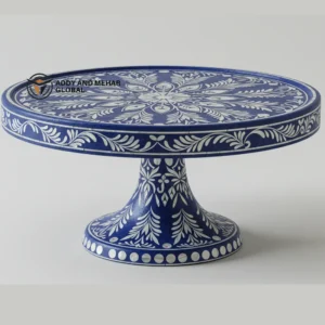 Luxury Handmade Blue Mother-of-Pearl Cake Stand