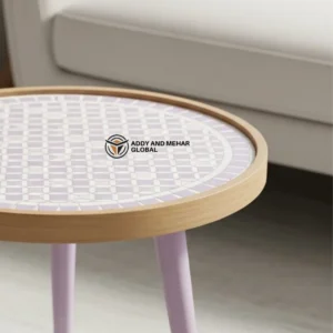 Designer Lavender Meena Wooden Stool – Contemporary Decorative Furniture