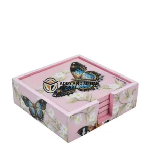 Elegant Pink Bone Inlay Coasters Set – Handcrafted Luxury Table Accessories