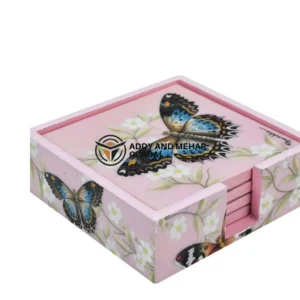 Elegant Pink Bone Inlay Coasters Set – Handcrafted Luxury Table Accessories