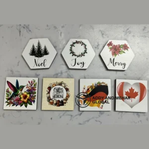 Handcrafted Bone Inlay Coasters Set – Elegant Marble Finish Drink Coasters for Table Décor