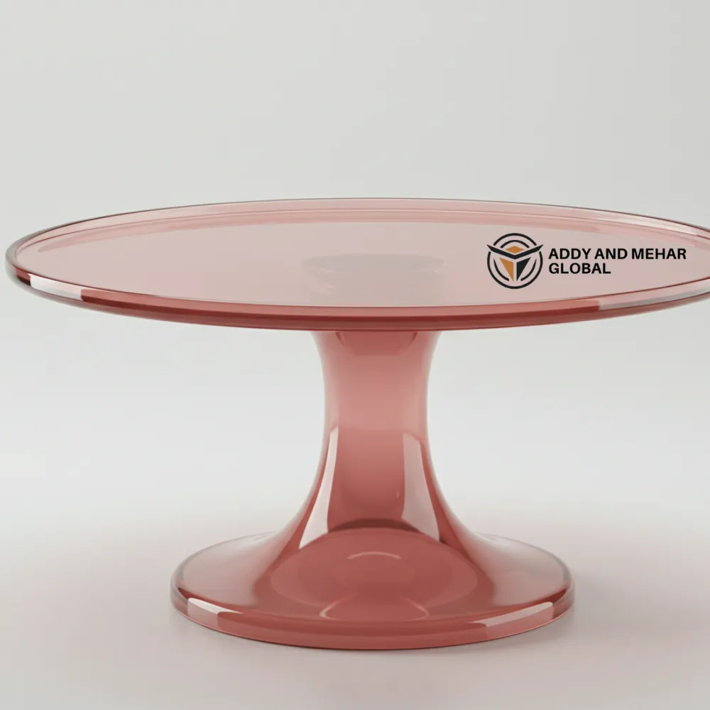 Luxury Handmade Pink Resin Cake Stand with Gold Leaf Detailing