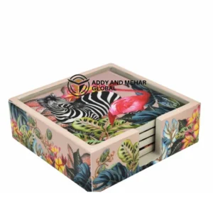 Blush Pink Bone Inlay Coasters Set – Elegant Handcrafted Table Décor