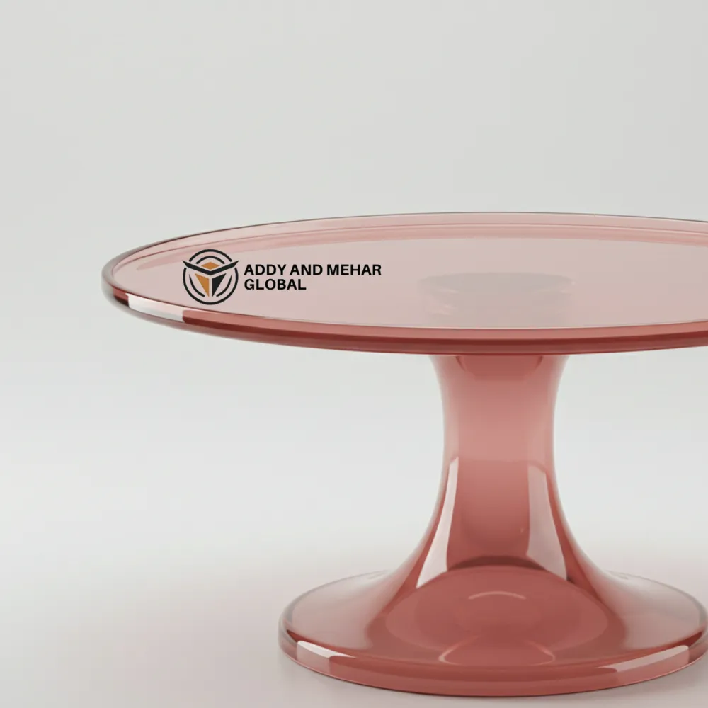 Luxury Handmade Pink Resin Cake Stand with Gold Leaf Detailing - Image 2