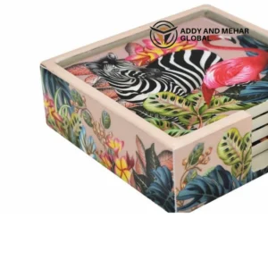 Blush Pink Bone Inlay Coasters Set – Elegant Handcrafted Table Décor