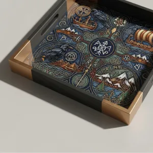 Artistic Resin Wooden Serving Tray – Handmade Modern Decorative Tray for Coffee Table & Home Styling - Image 4