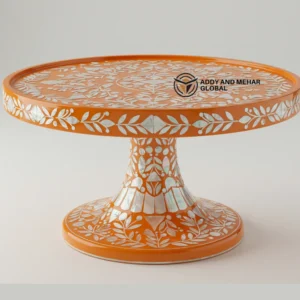 Luxury Handmade Orange Mother-of-Pearl Cake Stand