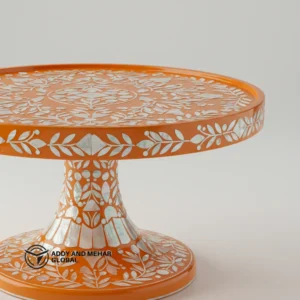 Luxury Handmade Orange Mother-of-Pearl Cake Stand
