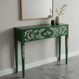 Elegant Green Bone Inlay Console Table – Modern Luxe Entryway Table