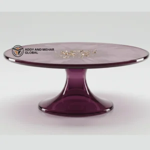 Luxury Plum Resin Cake Stand with Gold Leaf Accents