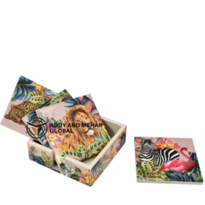 Designer Bone Inlay Drink Coasters – Premium Handmade Table Décor Set