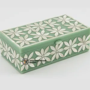Elegant Green Bone Inlay Jewelry Box – Handcrafted Luxury Storage Organizer