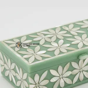 Elegant Green Bone Inlay Jewelry Box – Handcrafted Luxury Storage Organizer