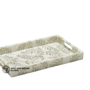 Ivory Floral Mother of Pearl Inlay Serving Tray – Handmade Luxury Decorative Tray for Coffee Table & Home - Image 3