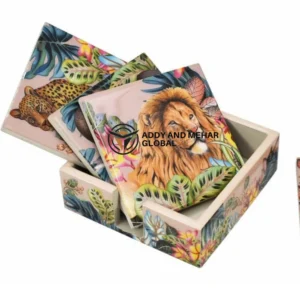 Designer Bone Inlay Drink Coasters – Premium Handmade Table Décor Set