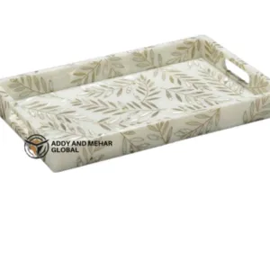 Ivory Floral Mother of Pearl Inlay Serving Tray – Handmade Luxury Decorative Tray for Coffee Table & Home - Image 4