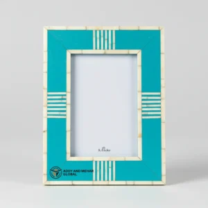Blue Decorative Photo Frame MDF Enamel Finish Picture Frame Modern Tabletop & Wall Display Frame