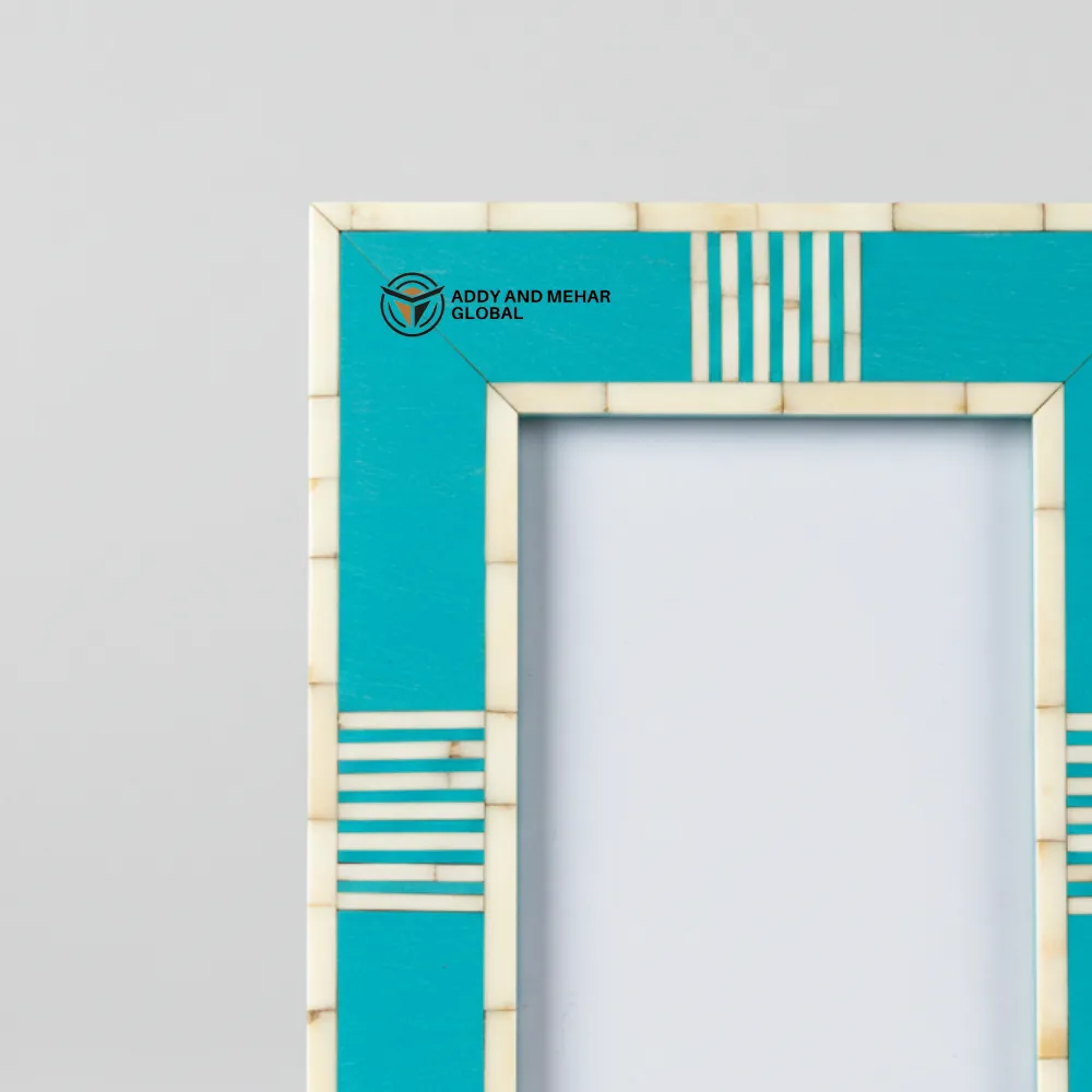 Blue Decorative Photo Frame MDF Enamel Finish Picture Frame Modern Tabletop & Wall Display Frame - Image 3