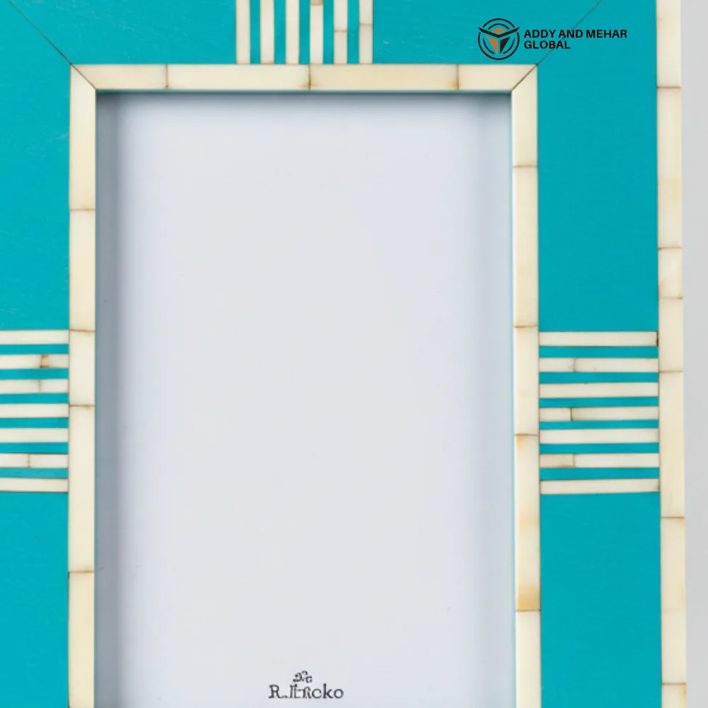 Blue Decorative Photo Frame MDF Enamel Finish Picture Frame Modern Tabletop & Wall Display Frame - Image 5