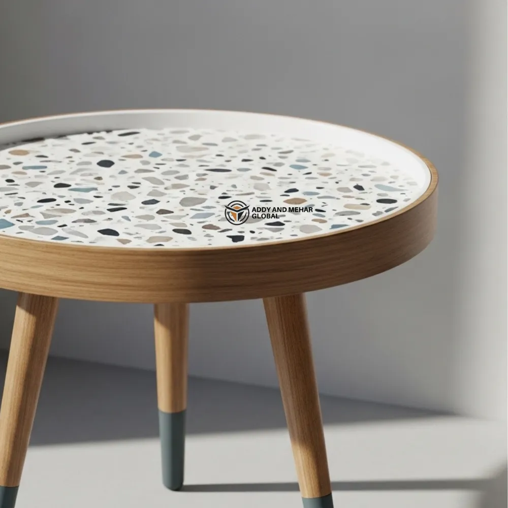 Luxury Handmade White Meena Floral Inlay Wooden Stool – Round Accent Side Table - Image 4