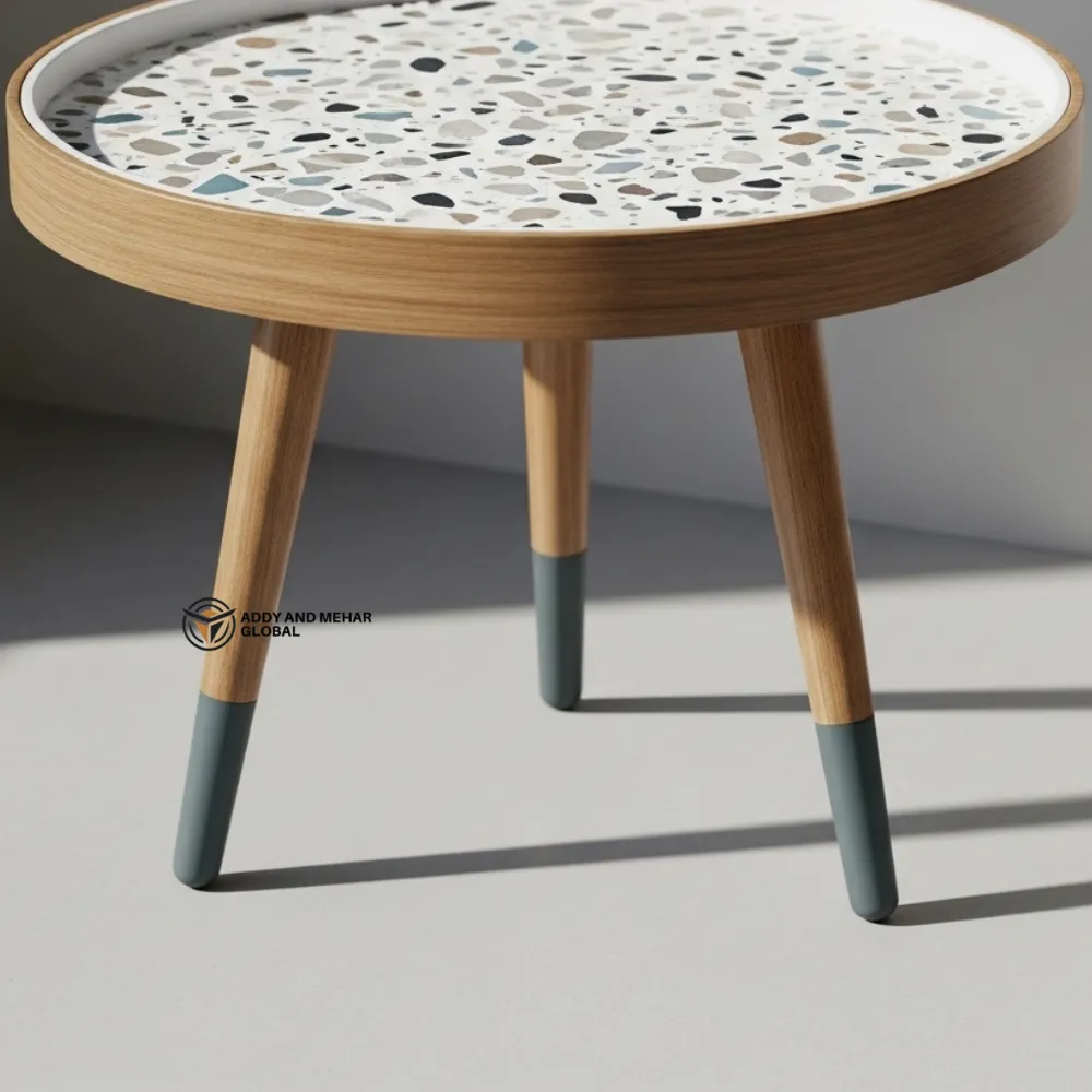 Luxury Handmade White Meena Floral Inlay Wooden Stool – Round Accent Side Table - Image 3