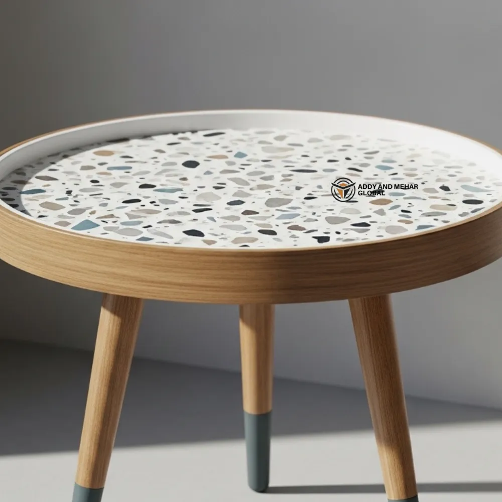 Luxury Handmade White Meena Floral Inlay Wooden Stool – Round Accent Side Table - Image 2