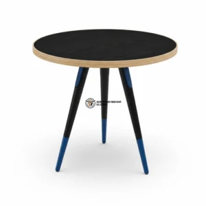 Luxury Handmade Black Meena Floral Inlay Wooden Stool – Round Accent Side Table