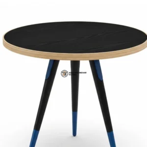 Luxury Handmade Black Meena Floral Inlay Wooden Stool – Round Accent Side Table