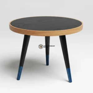 Luxury Handmade Black Meena Floral Inlay Wooden Stool – Elegant Round Accent Table