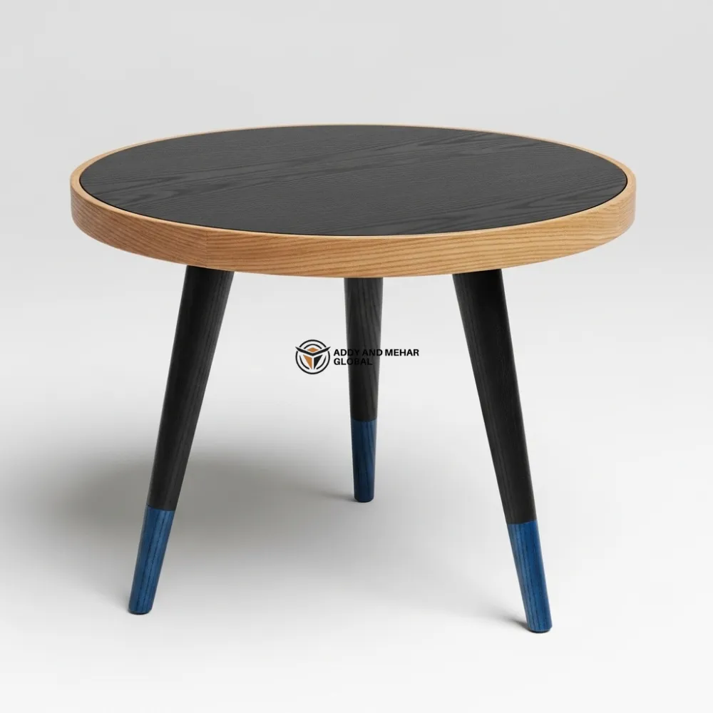 Luxury Handmade Black Meena Floral Inlay Wooden Stool – Elegant Round Accent Table