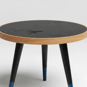 Luxury Handmade Black Meena Floral Inlay Wooden Stool – Elegant Round Accent Table