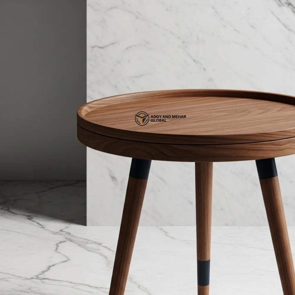 Luxury Handmade Brown Meena Floral Inlay Wooden Stool – Elegant Round Accent Table - Image 3