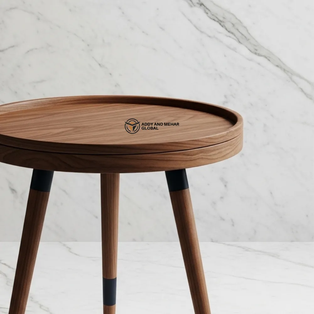 Luxury Handmade Brown Meena Floral Inlay Wooden Stool – Elegant Round Accent Table - Image 4