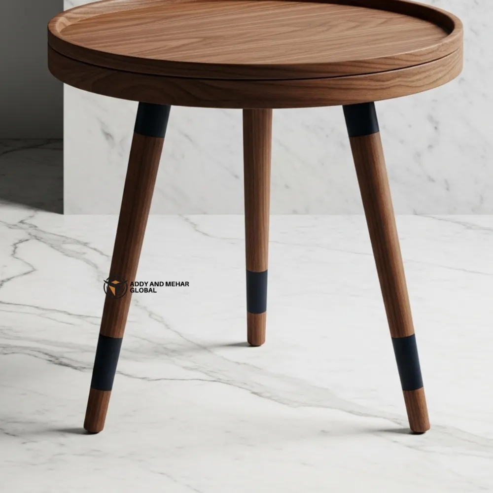 Luxury Handmade Brown Meena Floral Inlay Wooden Stool – Elegant Round Accent Table - Image 5