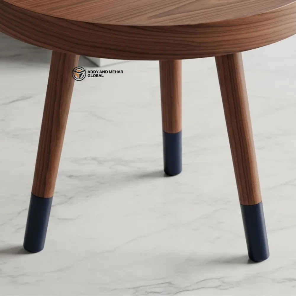 Luxury Handmade Brown Meena Floral Inlay Wooden Stool – Round Accent Side Table - Image 5