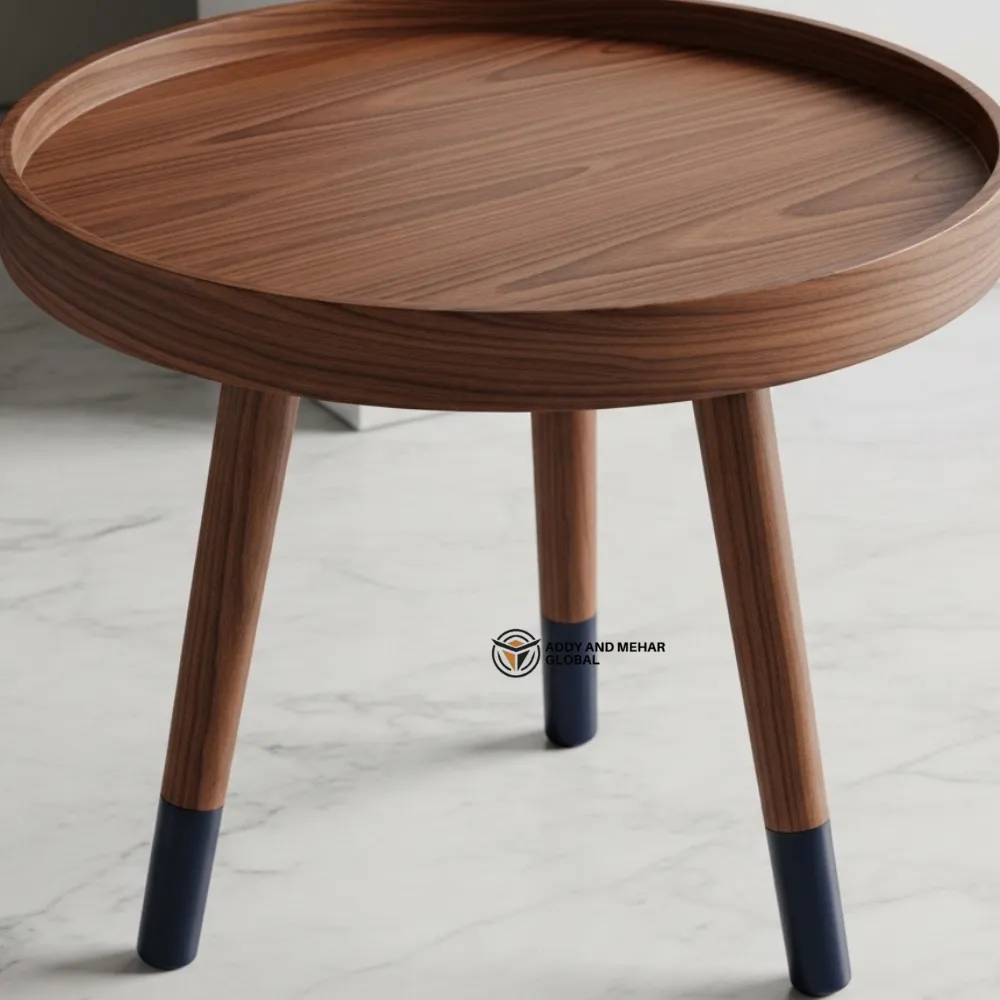 Luxury Handmade Brown Meena Floral Inlay Wooden Stool – Round Accent Side Table - Image 6